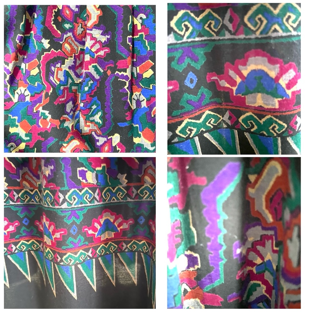Vintage 90s Abstract Art Maxi Skirt – Custom Made, Multicoloured-gathered A-line - Picture 2 of 16